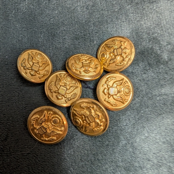 7 Vintage Waterbury Co Conn Military Brass Eagle Anchor Buttons. Army Buttons - Picture 1 of 4